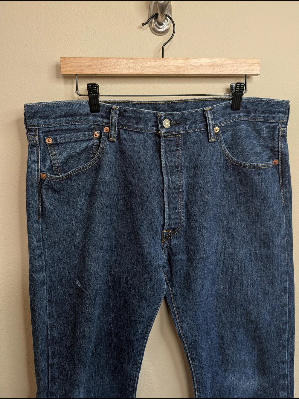 Levi's 501 Jeans W36 L32 Dark Indigo Wash Straight Leg‎ Button Fly